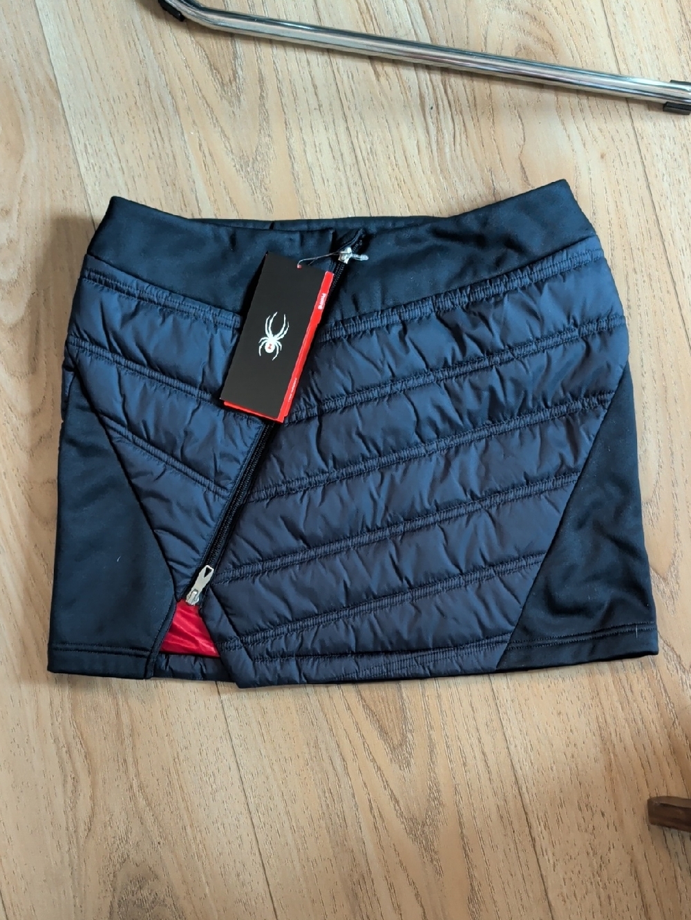 Spyder Vintage Mini Skirt Zip Up Navy Blue Thermal Women's Sz M, NWT